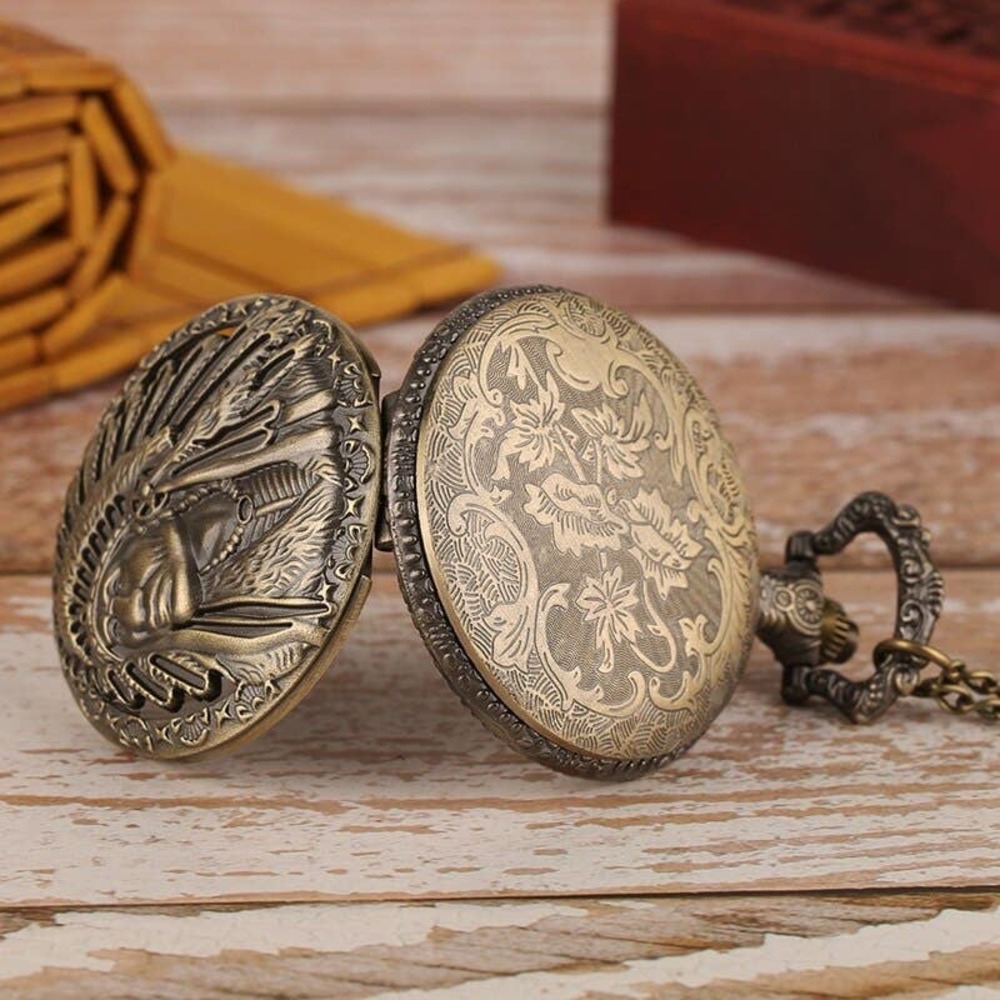Native American Gift Pocket Watch Indian Indigenous People - Picture 2 of 5
